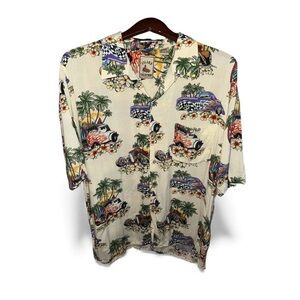 Island Collection Men’s XL Hawaiian Surfing Hot Rod Top Beach Button Down Shirt